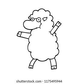 line drawing cartoon sheep standing upright