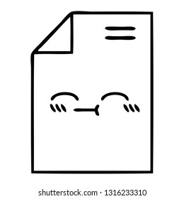 line drawing cartoon of a sheet of paper 