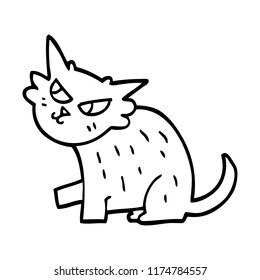line drawing cartoon sly cat