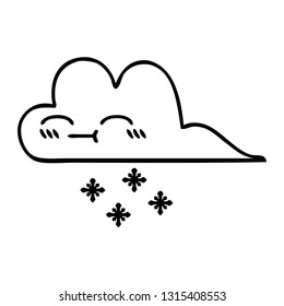 line drawing cartoon of a snow cloud