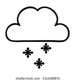 line drawing cartoon of a snow cloud