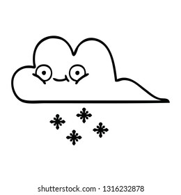 line drawing cartoon of a snow cloud
