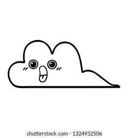 line drawing cartoon of a snow cloud