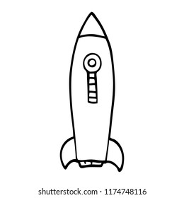 line drawing cartoon space rocket