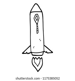 desenho de linha cartoon foguete espacial