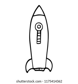 line drawing cartoon space rocket