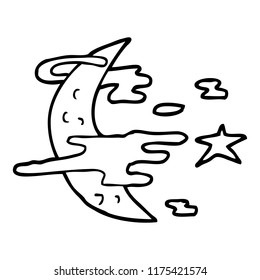 line drawing cartoon spooky moon