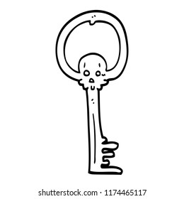 line drawing cartoon spooky skull key