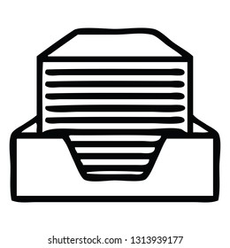 line drawing cartoon of a stack of office papers