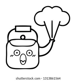 dibujo en línea de un hervidor de vapor