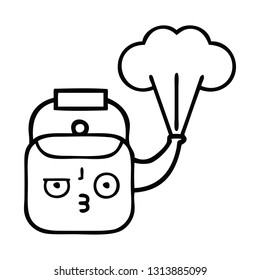 dibujo en línea de un hervidor de vapor
