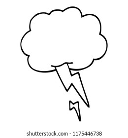 dibujo de líneas de la nube de tormenta de caricatura con rayo