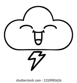 line drawing cartoon of a storm cloud