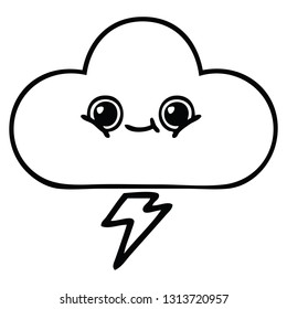 line drawing cartoon of a storm cloud