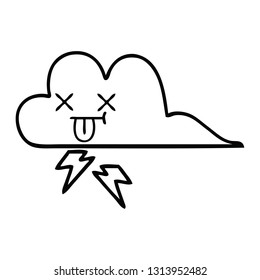 line drawing cartoon of a storm cloud
