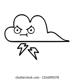 line drawing cartoon of a storm cloud