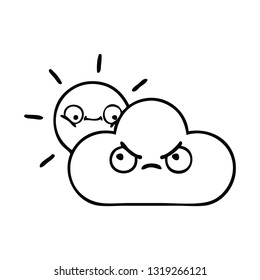 Zeichenkartoon einer Sturmwolke und Sonne