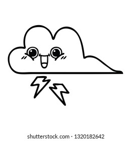 line drawing cartoon of a storm cloud