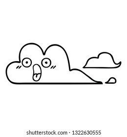 line drawing cartoon of a storm cloud