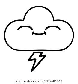 line drawing cartoon of a storm cloud