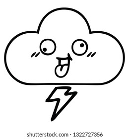 line drawing cartoon of a storm cloud
