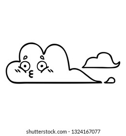line drawing cartoon of a storm cloud
