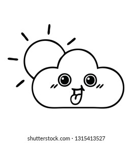 dibujo en línea de un sol y una nube