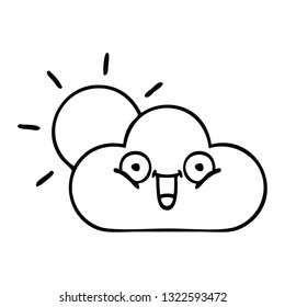 line drawing cartoon of a sunshine and cloud