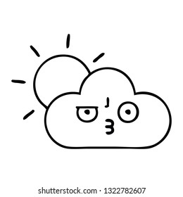dibujo en línea de un sol y una nube