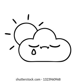 dibujo en línea de un sol y una nube