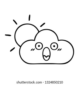 dibujo en línea de un sol y una nube