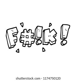 line drawing cartoon swear word