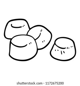 line drawing cartoon tasty marshmallows