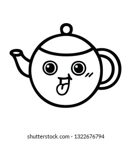 line drawing cartoon of a tea pot