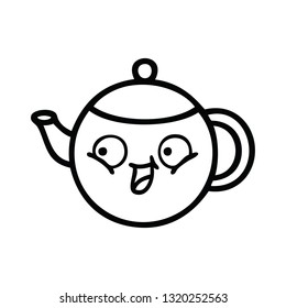 line drawing cartoon of a teapot