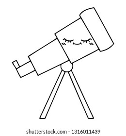 line drawing cartoon of a telescope