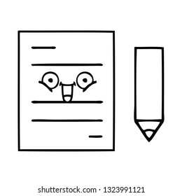 line drawing cartoon of a test paper