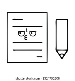 line drawing cartoon of a test paper