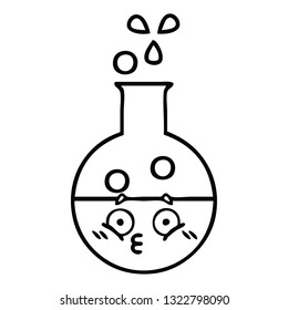 line drawing cartoon of a test tube