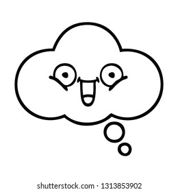 line drawing cartoon of a thought bubble