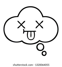 line drawing cartoon of a thought bubble