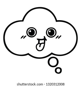 line drawing cartoon of a thought bubble