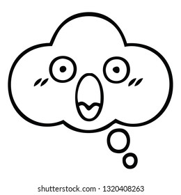 line drawing cartoon of a thought bubble