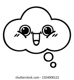 desenho de linha cartoon de uma bolha de pensamento