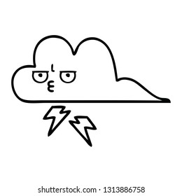 dibujo en línea de una nube trueno