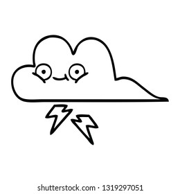 line drawing cartoon of a thunder cloud