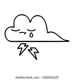 line drawing cartoon of a thunder cloud