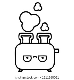 line drawing cartoon of a of a toaster