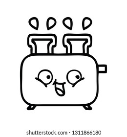 line drawing cartoon of a of a toaster