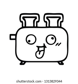line drawing cartoon of a of a toaster